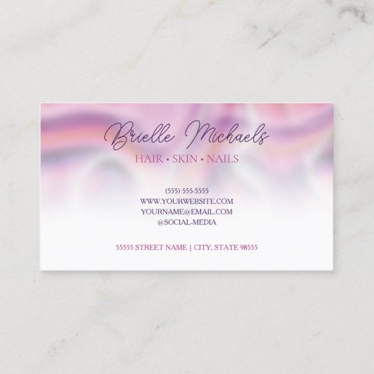 Modern Pink and Paars Swirl Hair and Beauty Salon Visitekaartje (Achterkant)