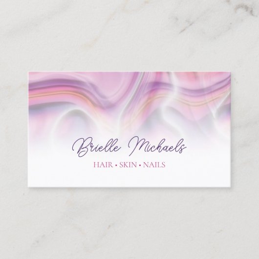 Modern Pink and Paars Swirl Hair and Beauty Salon Visitekaartje (Voorkant)