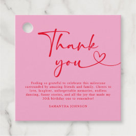 Modern Pink and Red 30th Birthday Thank You Bedankjes Labels