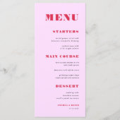 Modern Pink and Red Bold Typography Weddenrennen Menu (Voorkant)