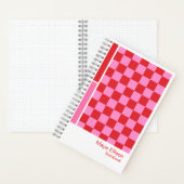 Modern Pink and Red Checkerboard Vertical Palette Notitieboek (Binnen)