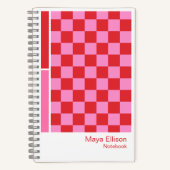 Modern Pink and Red Checkerboard Vertical Palette Notitieboek (Voorkant)