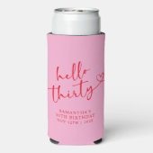 Modern Pink and Red Hello 30 Birthday Seltzer Blikjeskoeler (Seltzer Achterkant)