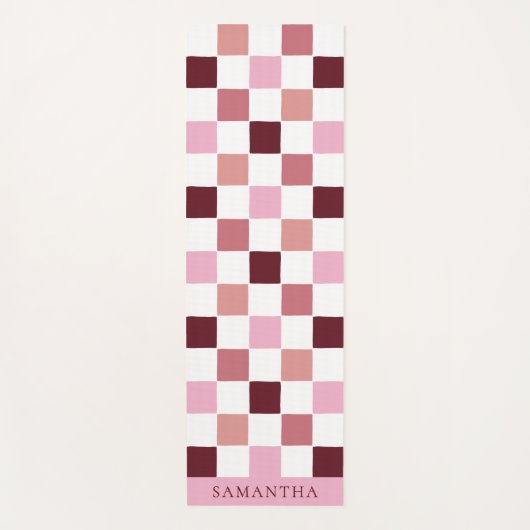 Modern Pink and Red Simple Checkerboard Pattern Yogamat (Voorkant)