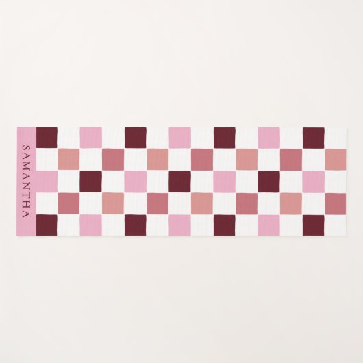 Modern Pink and Red Simple Checkerboard Pattern Yogamat (Voorkant (horizontaal))