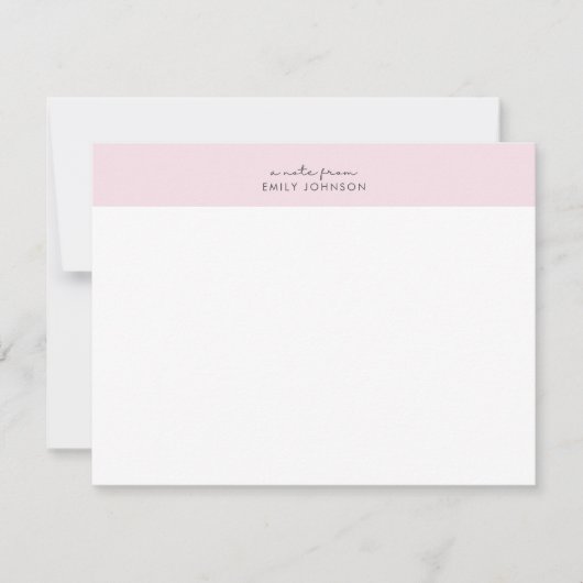 Modern pink and white a note from flat card kaart (Voorkant)