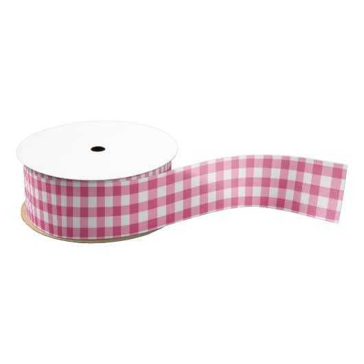 Modern Pink And White Gingham Buffalo Plaid Grosgrain Lint (Spoel)