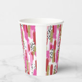 Modern Pink and White Party Paper Cups Papieren Bekers (Rechts)