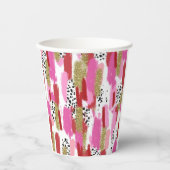 Modern Pink and White Party Paper Cups Papieren Bekers (Voorkant)
