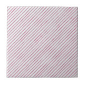 Modern Pink And White Stripes Ceramic Tile Tegeltje (Voorkant)