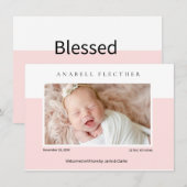 Modern Pink Baby Girl Photo Birth Aankondiging (Voorkant / Achterkant)
