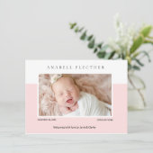 Modern Pink Baby Girl Photo Birth Aankondiging (Staand voorkant)