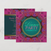 Modern Pink Batik Dinner Party Uitnodiging (Voorkant / Achterkant)