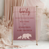Modern Pink Bear Baby Shower Welcome Rustic Poster
