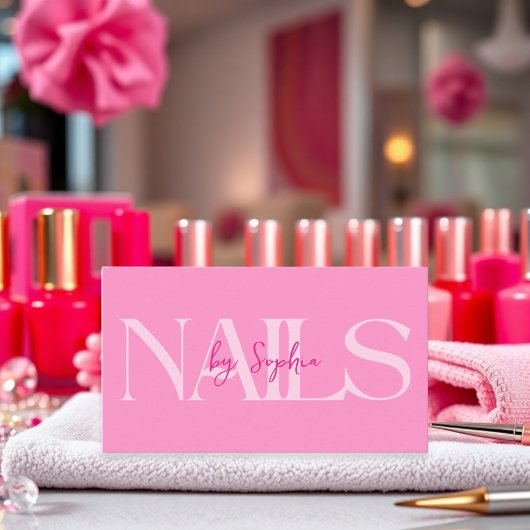 Modern Pink Beauty Nail Salon Visitekaartje
