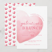 Modern Pink Big Heart Galentine's Day Brunch Kaart (Voorkant / Achterkant)