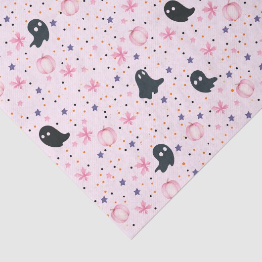 Modern Pink Black Cute Halloween Boo Ghost Tissuepapier (Detail)