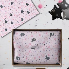 Modern Pink Black Cute Halloween Boo Ghost Tissuepapier