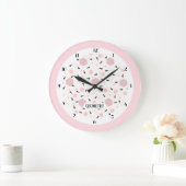 Modern Pink Black Geometric Triangle Pattern Grote Klok (Huis)