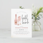 Modern Pink Black & Gold Champagne Bridal Brunch Kaart (Staand voorkant)