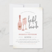 Modern Pink Black & Gold Champagne Bridal Brunch Kaart (Voorkant)