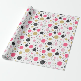 Modern Pink Black Gold Christmas Wrapping Paper Cadeaupapier