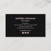 Modern Pink Black Hairstylist Script Business Card Visitekaartje (Achterkant)