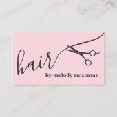 Modern Pink Black Hairstylist Script Business Card Visitekaartje (Voorkant)