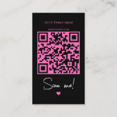 Modern pink black order thank you QR code Visitekaartje (Achterkant)