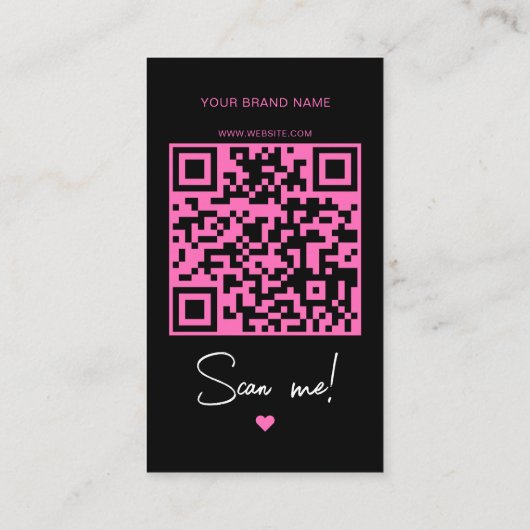 Modern pink black order thank you QR code Visitekaartje (Achterkant)