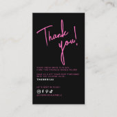 Modern pink black order thank you QR code Visitekaartje (Voorkant)