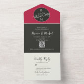 Modern Pink Black Photo Wedding All In One Uitnodiging (Binnen)