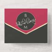 Modern Pink Black Photo Wedding All In One Uitnodiging (Achterkant)