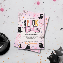 Modern Pink Black Sweet Spooktacular Halloween  Kaart