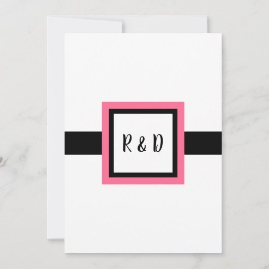 Modern Pink Black Wedding Uitnodiging (Achterkant)