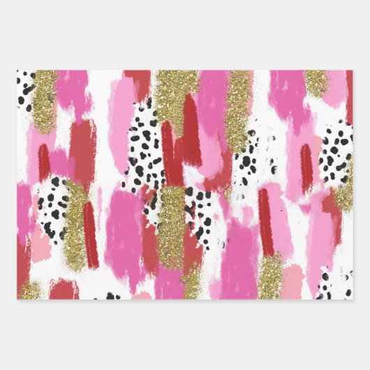 Modern Pink Black & White Abstract Wrapping Sheets Inpakpapier Vel (Voorkant 2)