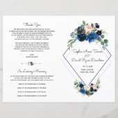 Modern Pink Blue Floral Navy Blue Diamond Programm (Voorkant)