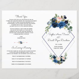 Modern Pink Blue Floral Navy Blue Diamond Programm