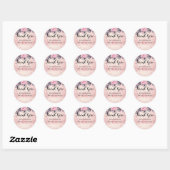 Modern Pink Blue Floral Wedding Ronde Sticker (Vel)