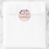 Modern Pink Blue Floral Wedding Ronde Sticker (Tas)