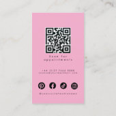 Modern Pink Blue Lime Hair Styling Flat Design QR Visitekaartje (Achterkant)