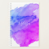 Modern Pink Blue Turquoise Waterverf | NAAM toevoe Planner (Voorkant)