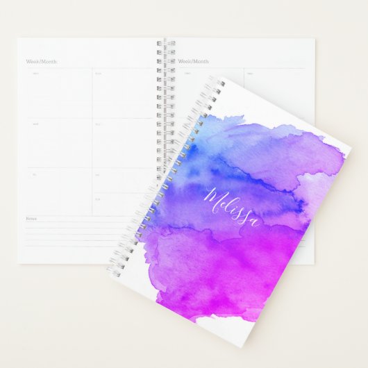 Modern Pink Blue Turquoise Waterverf | NAAM toevoe Planner (Display)