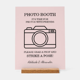 Modern Pink Blush Camera Wedding Photo Booth  Acryl Bord