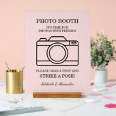 Modern Pink Blush Camera Wedding Photo Booth  Acryl Bord (Huwelijk)