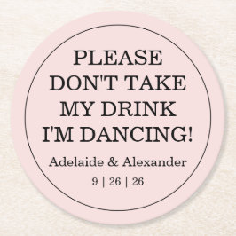 Modern Pink Blush Drink Cover Wedding Ronde Kartonnen Onderzetter