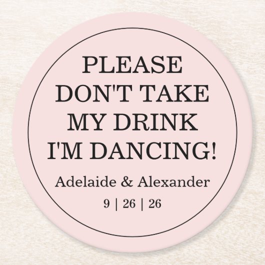 Modern Pink Blush Drink Cover Wedding Ronde Kartonnen Onderzetter (Voorkant)