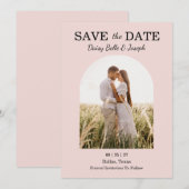 Modern Pink Blush wedding Save The Date (Voorkant / Achterkant)