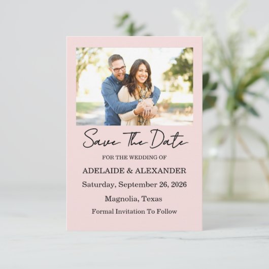 Modern Pink Blush Wedding  Save The Date (Staand voorkant)