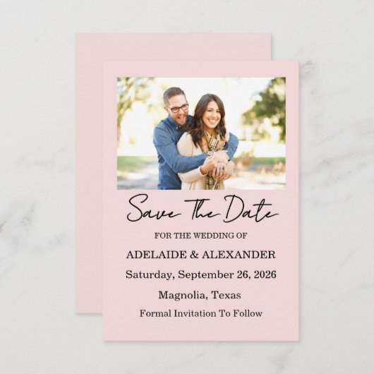 Modern Pink Blush Wedding  Save The Date (Voorkant / Achterkant)